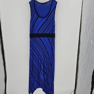 APT 9 Royal Blue & Black Sleeveless Striped Maxi Dress 3XL